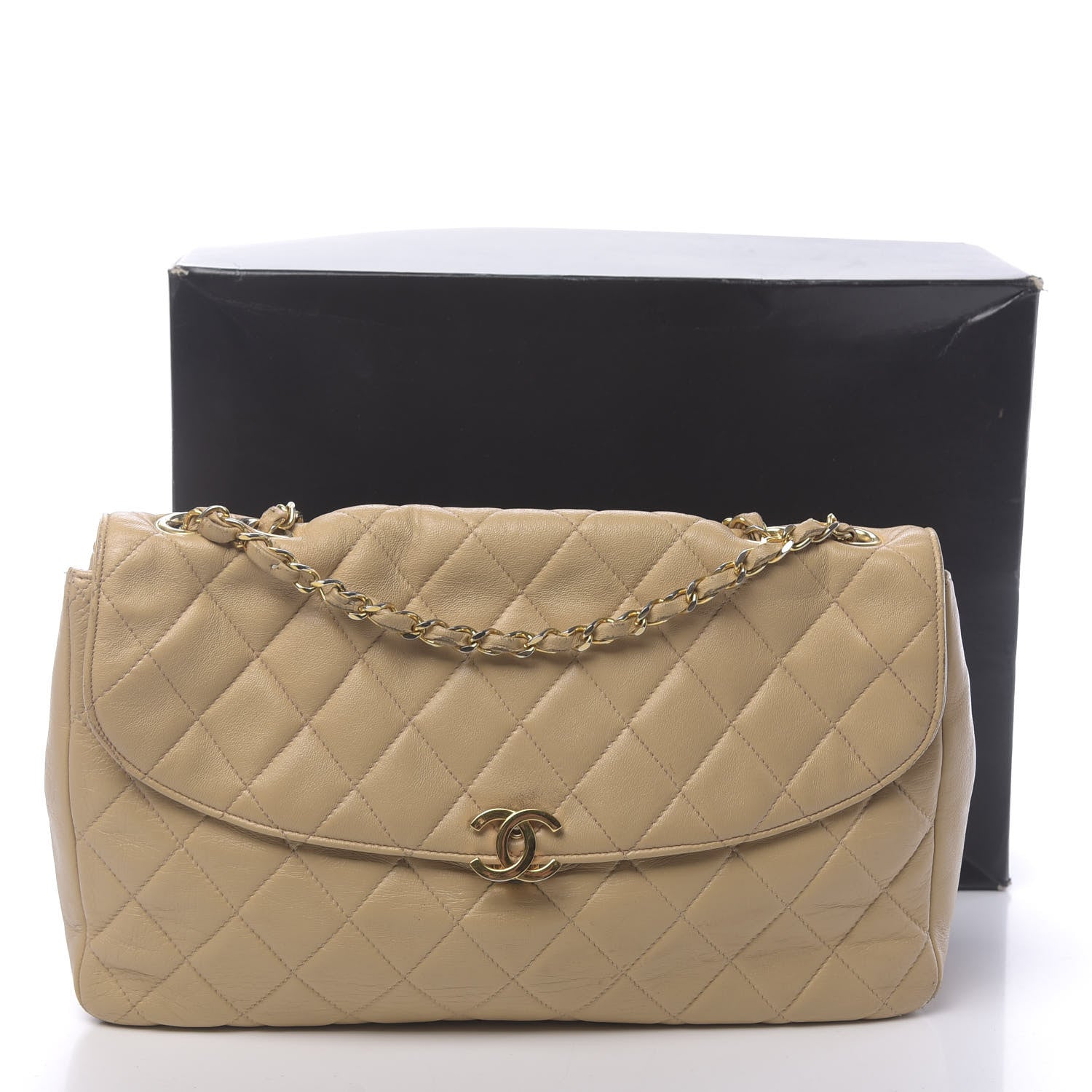 Chanel Lambskin Quilted Jumbo Single Flap Beige 27 of 27