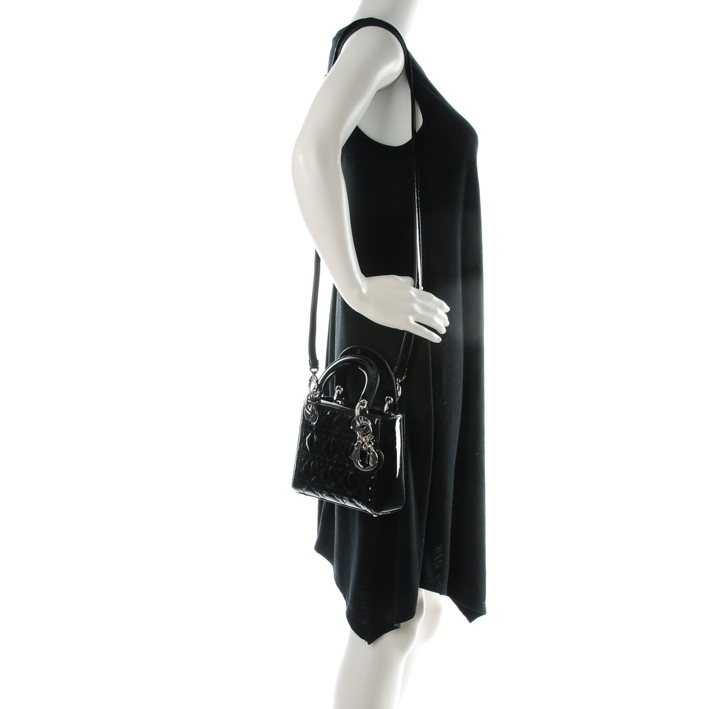 Patent Cannage Mini Lady Dior Black