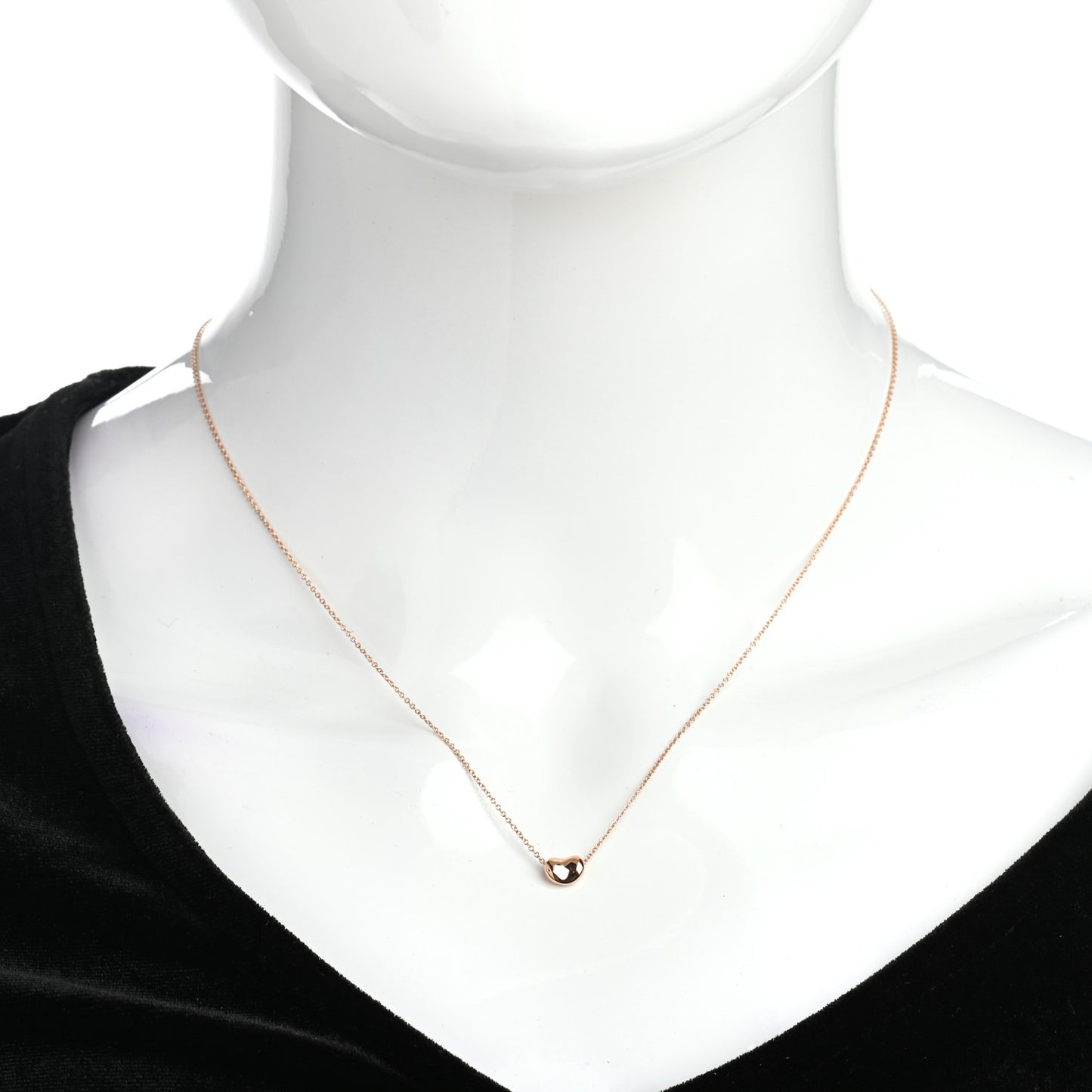 18K Rose Gold 7mm Elsa Peretti Bean Pendant Necklace