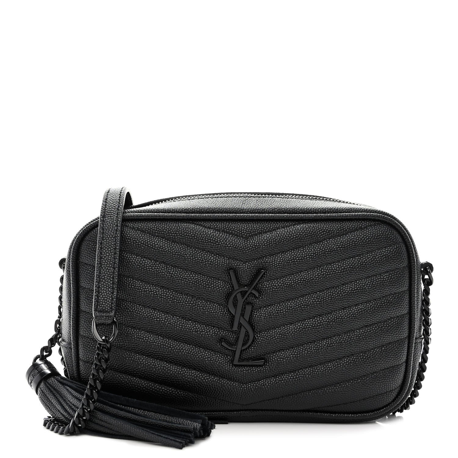 Saint Laurent Grain De Poudre Matelasse Monochrome Monogram Mini Lou Camera Bag Black 1 of 10