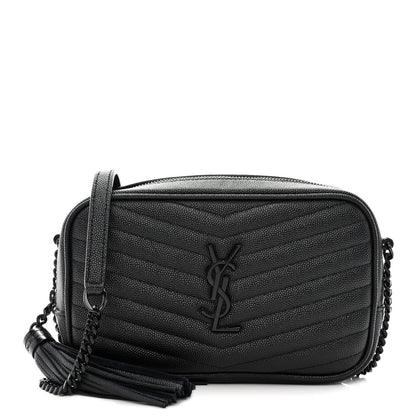 Saint Laurent Grain De Poudre Matelasse Monochrome Monogram Mini Lou Camera Bag Black 1 of 10