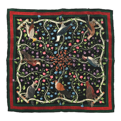 Gucci Silk Floral Condor Square Handkerchief Black 1 of 3
