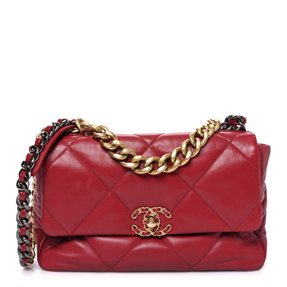 Chanel Goatskin Quilted Large Chanel 19 Flap Red 1 of 10