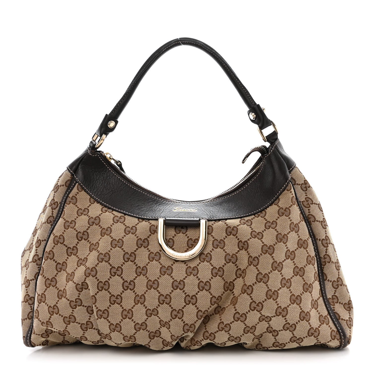 Gucci Monogram Large D Gold Hobo Dark Brown 1 of 12