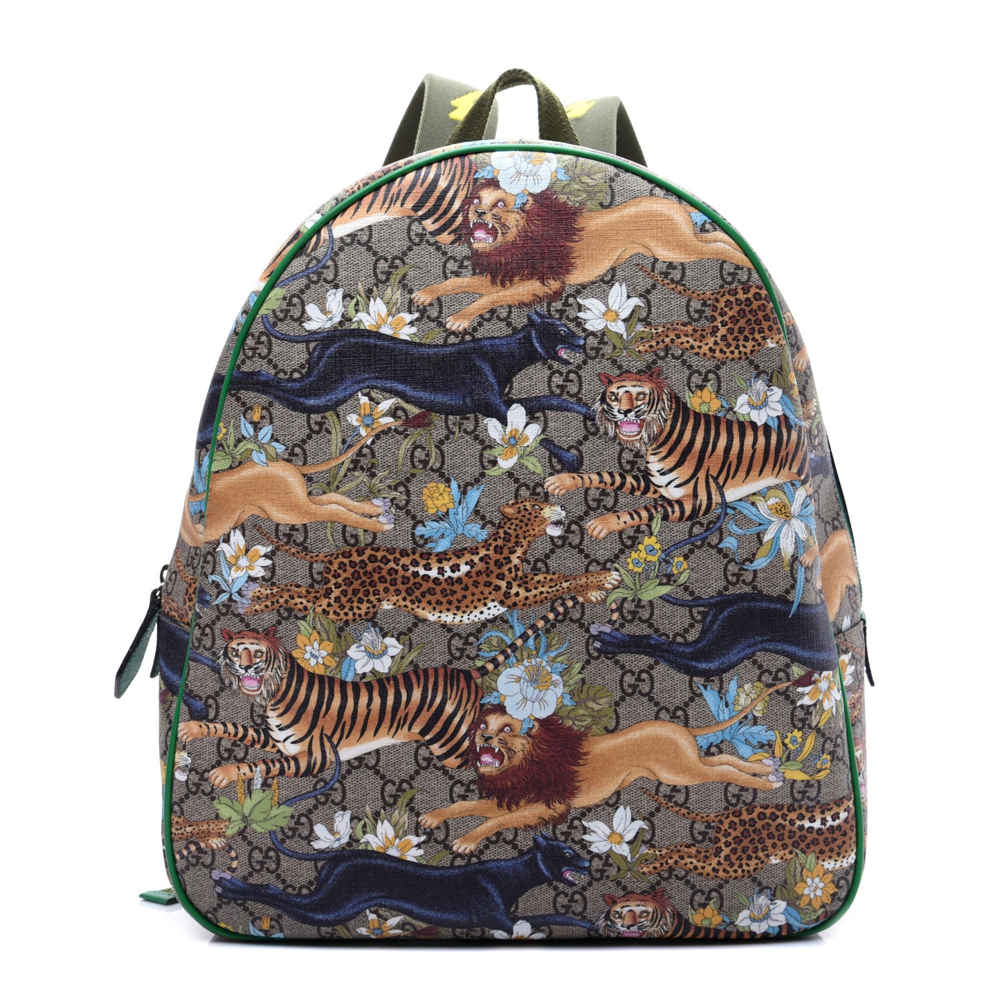GG Supreme Monogram Feline Childrens Dome Backpack Beige Ebony Multicolor Bright Shamarock
