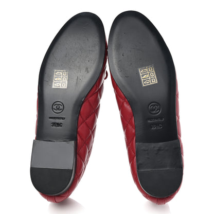 Chanel Lambskin Quilted CC Cap Toe Ballerina Flats 36.5 Red 5 of 9