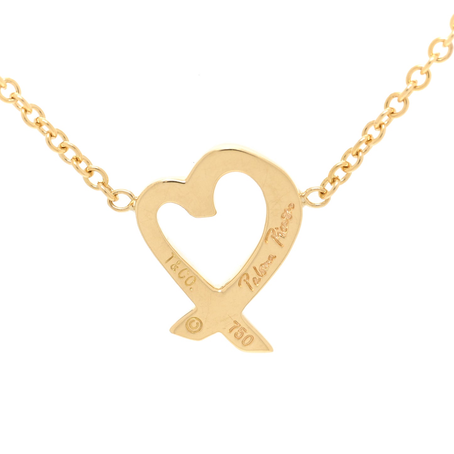 18K Yellow Gold Small Paloma Picasso Loving Heart Pendant Necklace