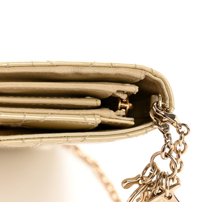 Christian Dior Patent Cannage Lady Dior Rendezvous Wallet On Chain Beige 14 of 14