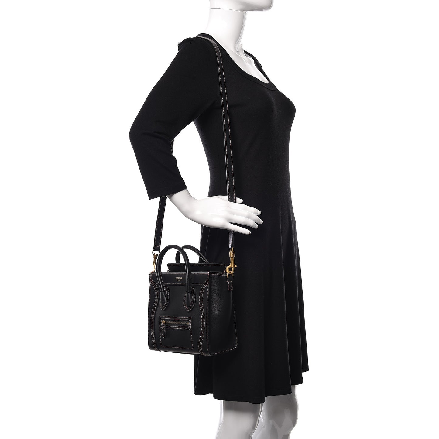 Smooth Calfskin Multicolor Stitch Nano Luggage Black