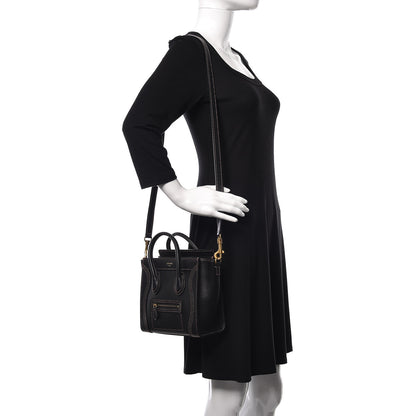 Celine Smooth Calfskin Multicolor Stitch Nano Luggage Black 2 of 13