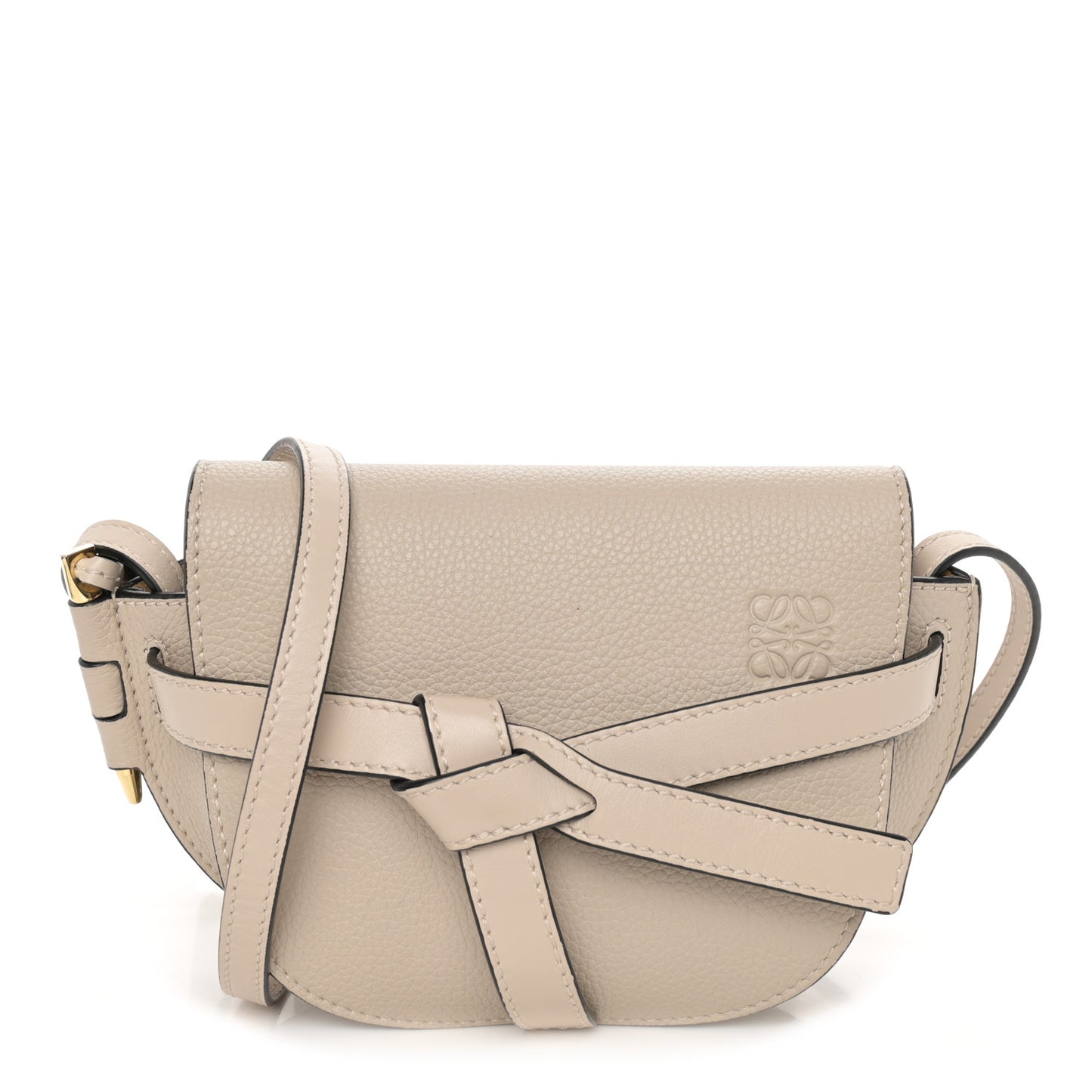 Grained Calfskin Mini Gate Crossbody Bag Light Oat