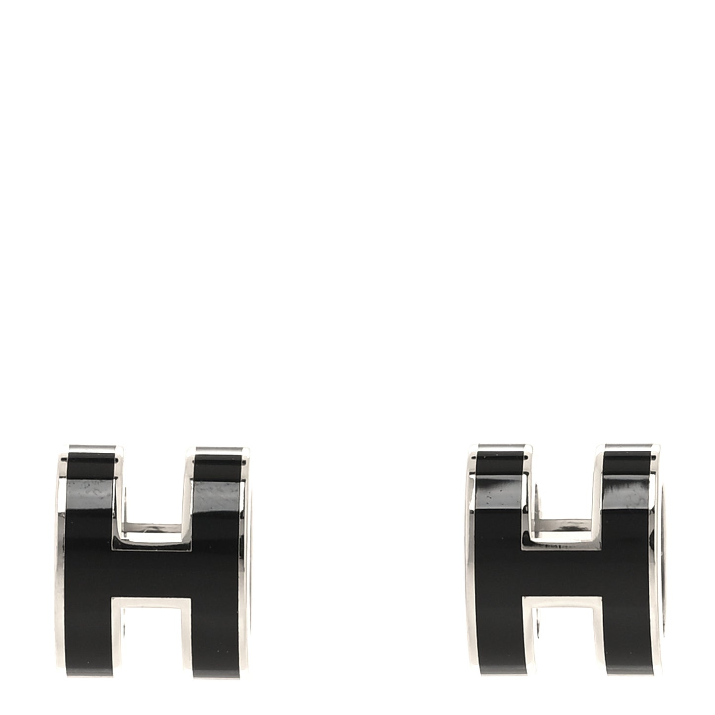 Palladium Lacquered Mini Pop H Earrings Black