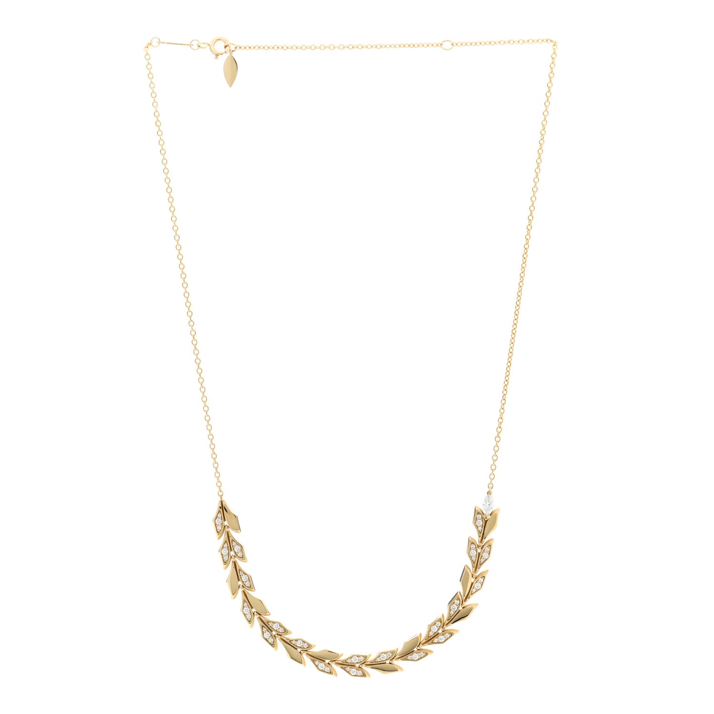 18K Yellow Gold Diamond Victoria Vine East West Necklace