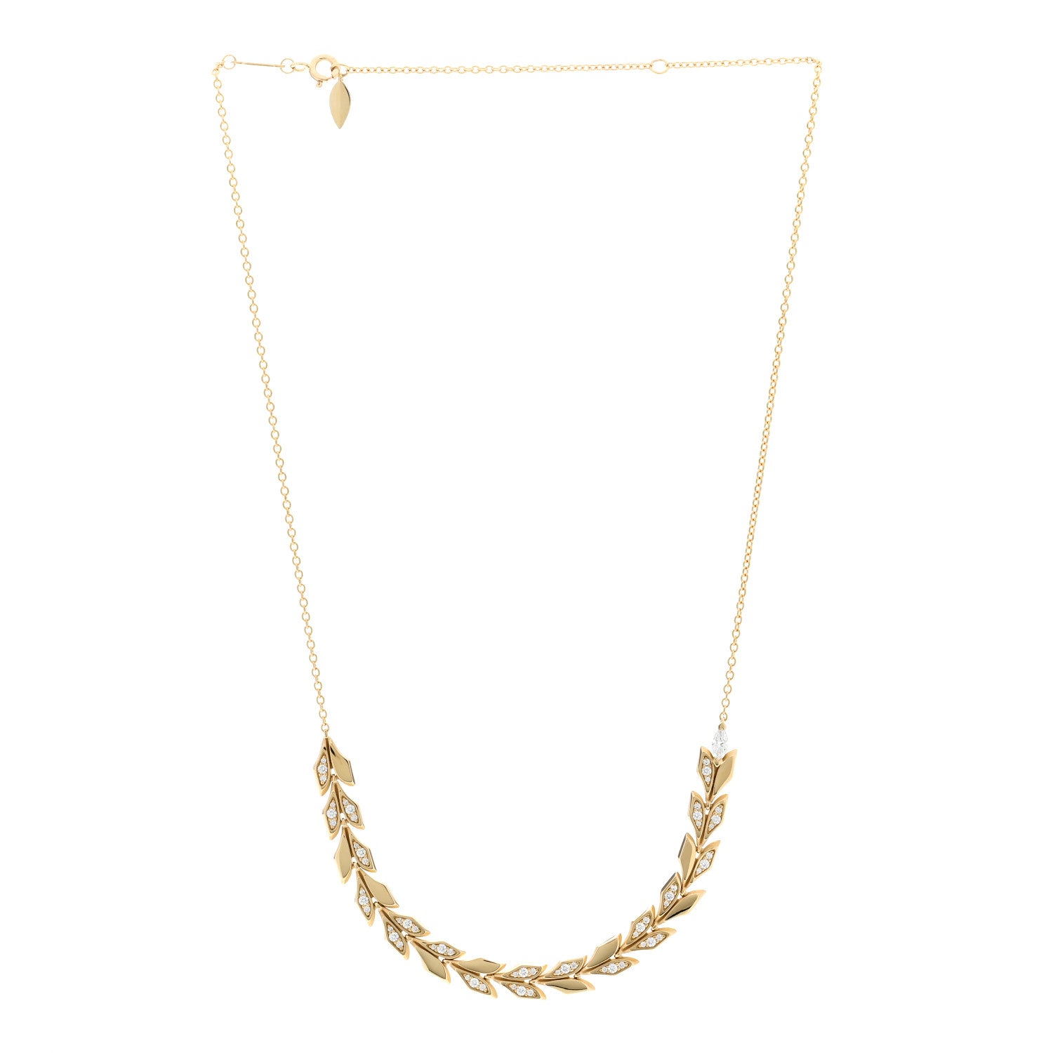Tiffany 18K Yellow Gold Diamond Victoria Vine East West Necklace 3 of 7