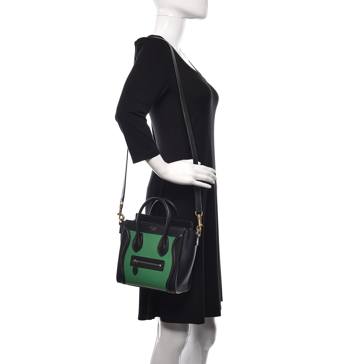 Celine Smooth Calfskin Nano Bi-Color Luggage Grass 2 of 11