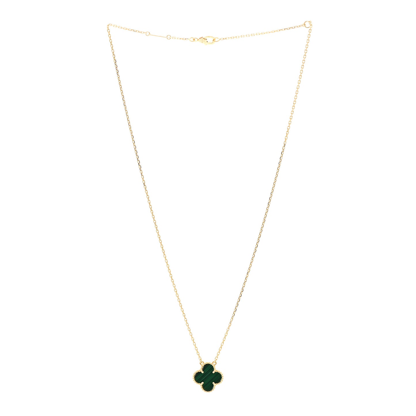 VAN CLEEF &amp; ARPELS 18K Yellow Gold Malachite Vintage Alhambra Pendant Necklace