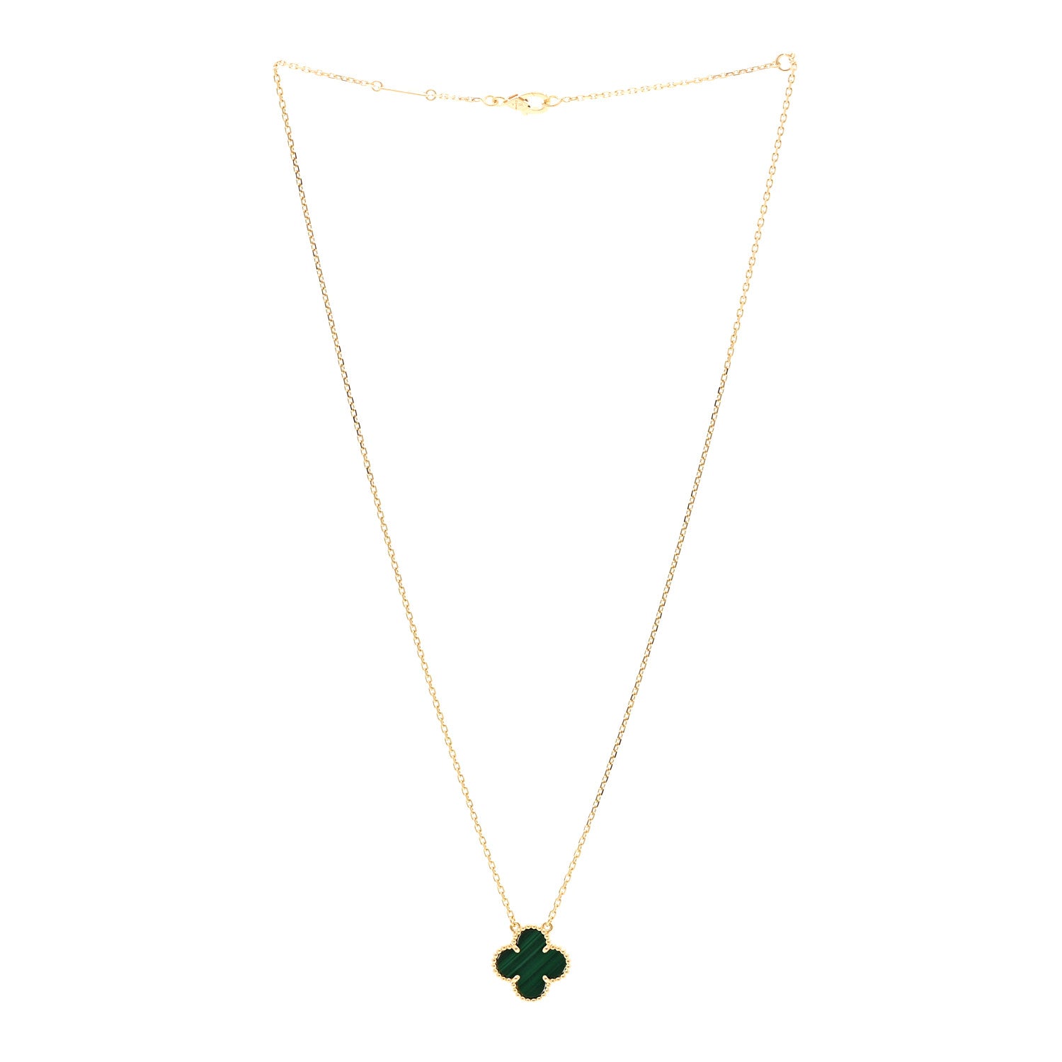 Van Cleef & Arpels VAN CLEEF &amp; ARPELS 18K Yellow Gold Malachite Vintage Alhambra Pendant Necklace 3 of 6