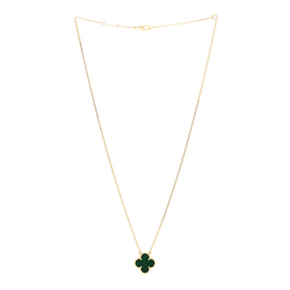 Van Cleef & Arpels VAN CLEEF &amp; ARPELS 18K Yellow Gold Malachite Vintage Alhambra Pendant Necklace 3 of 6