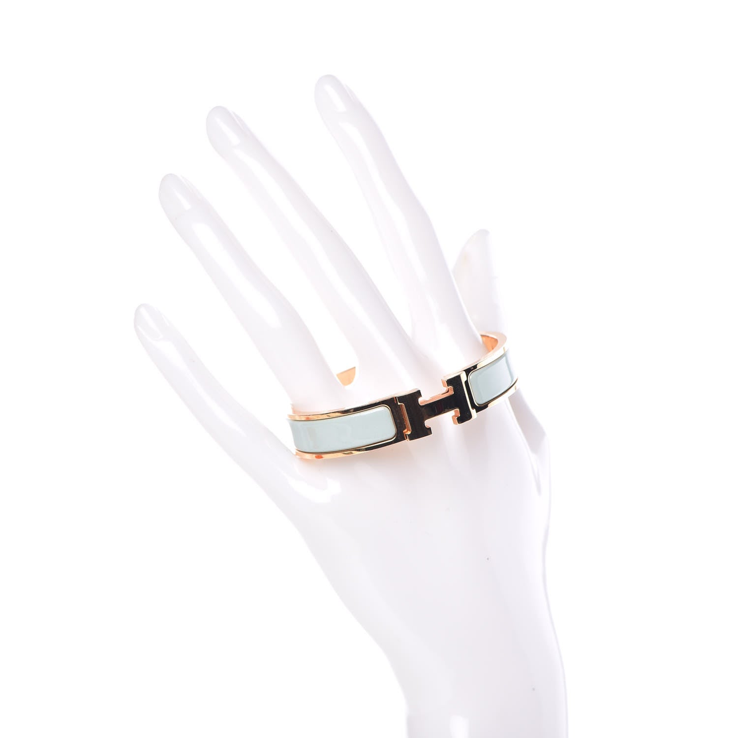 Hermes Enamel Narrow Clic Clac H Bracelet PM Bleu Glacier 2 of 6