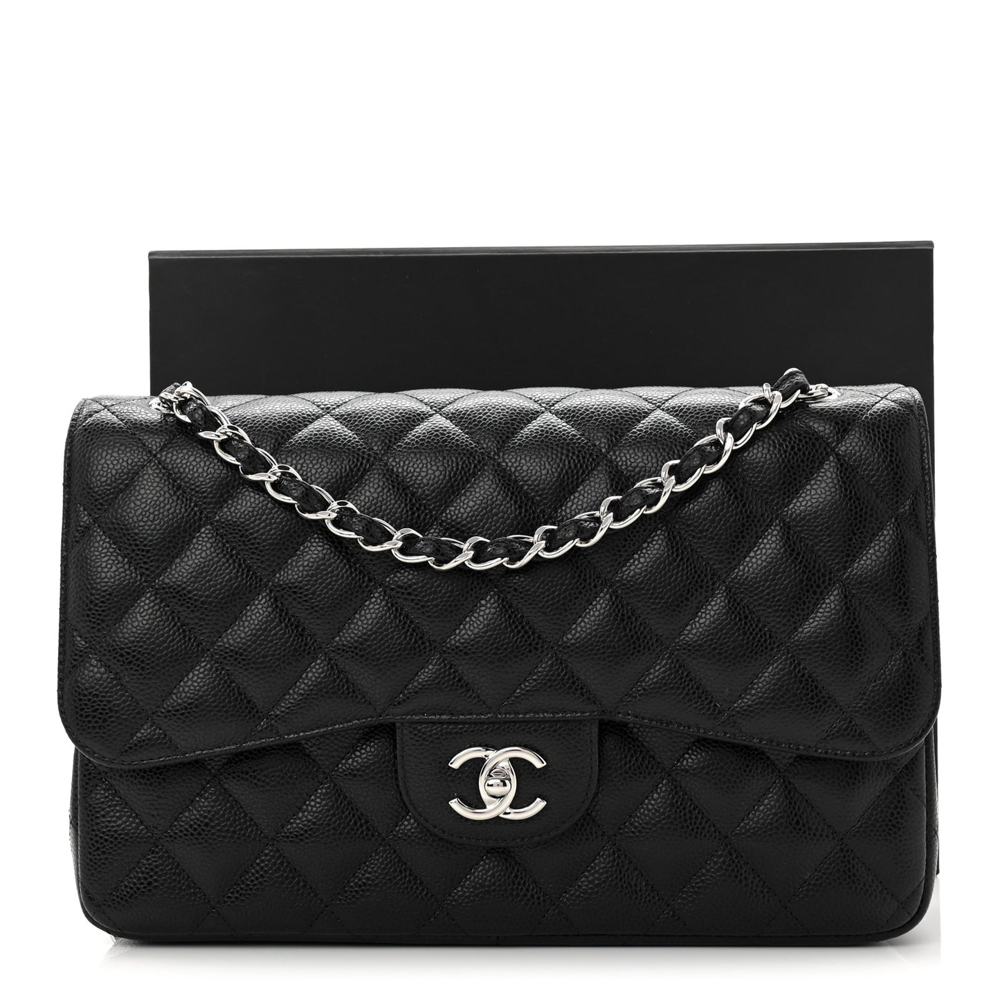 Caviar Quilted Jumbo Double Flap Black