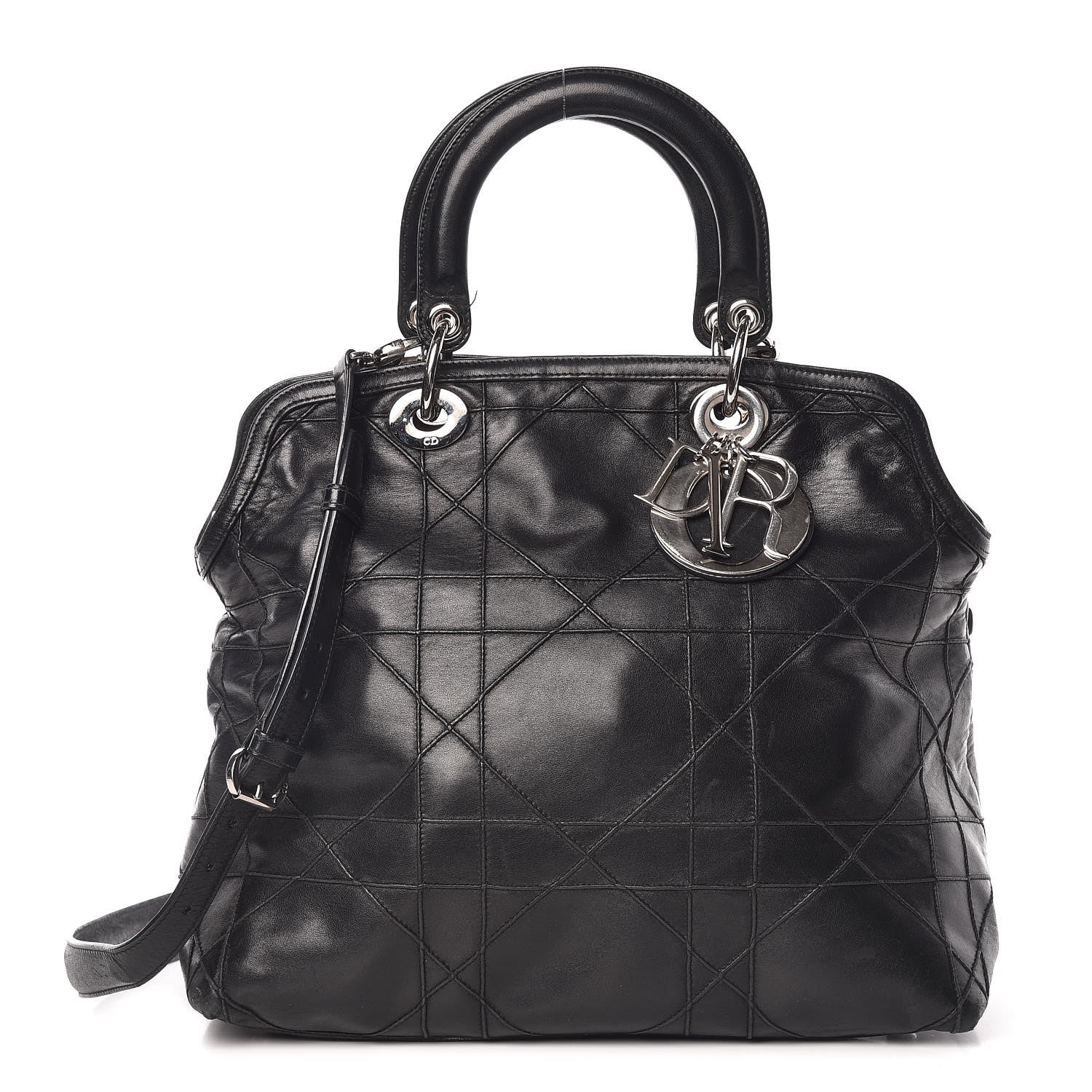 Christian Dior Lambskin Cannage Medium Granville Tote Black 1 of 16