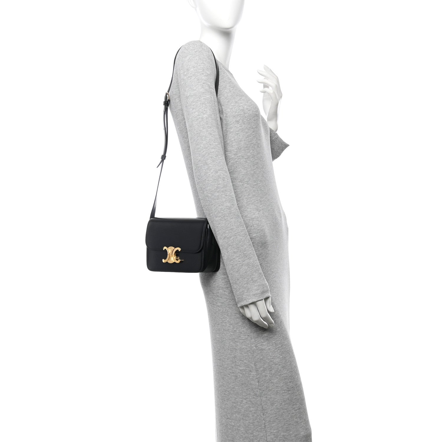 Celine Shiny Calfskin Teen Triomphe Black 2 of 12