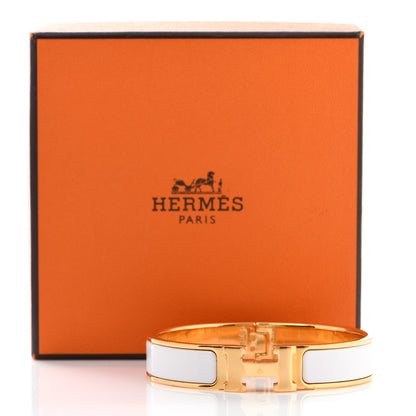 Hermes Enamel Narrow Clic Clac H Bracelet GM White 9 of 9