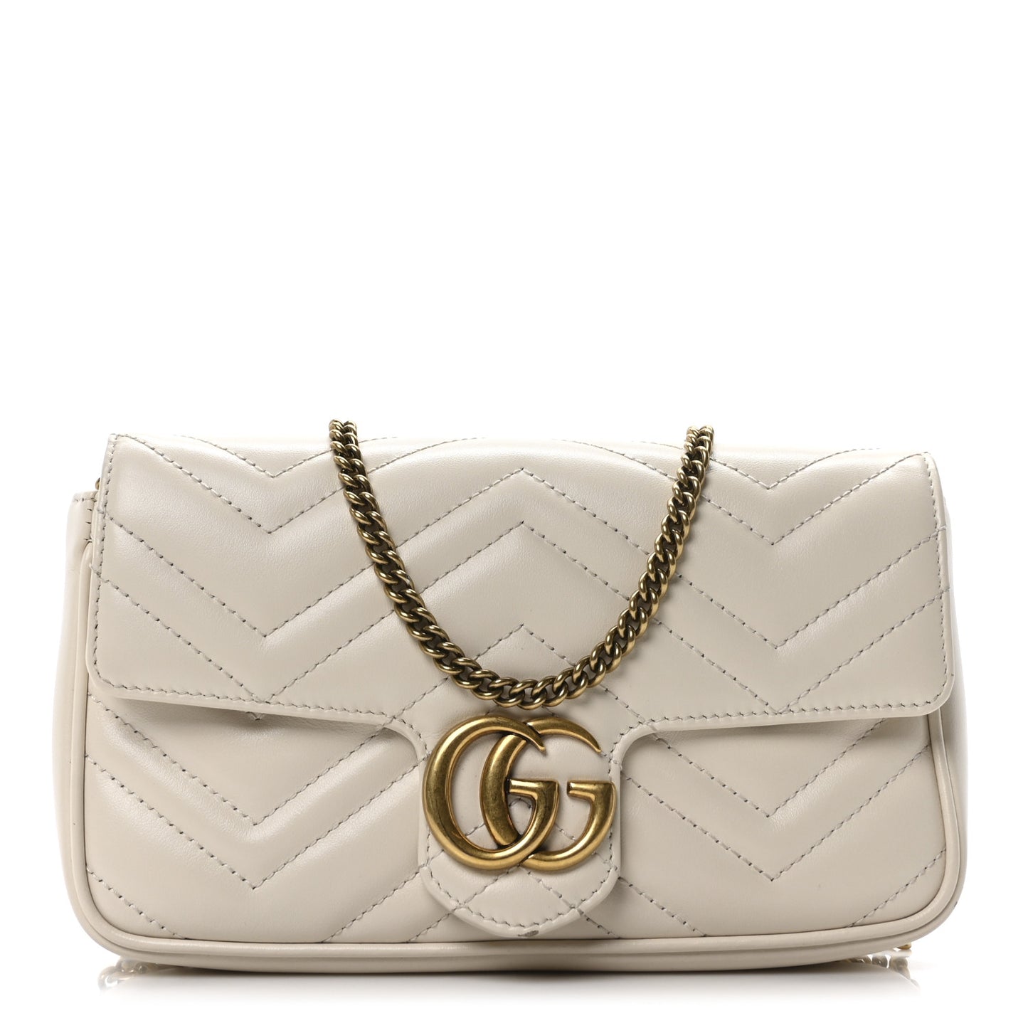 Calfskin Matelasse Mini GG Marmont Shoulder Bag With Card Holder White Black