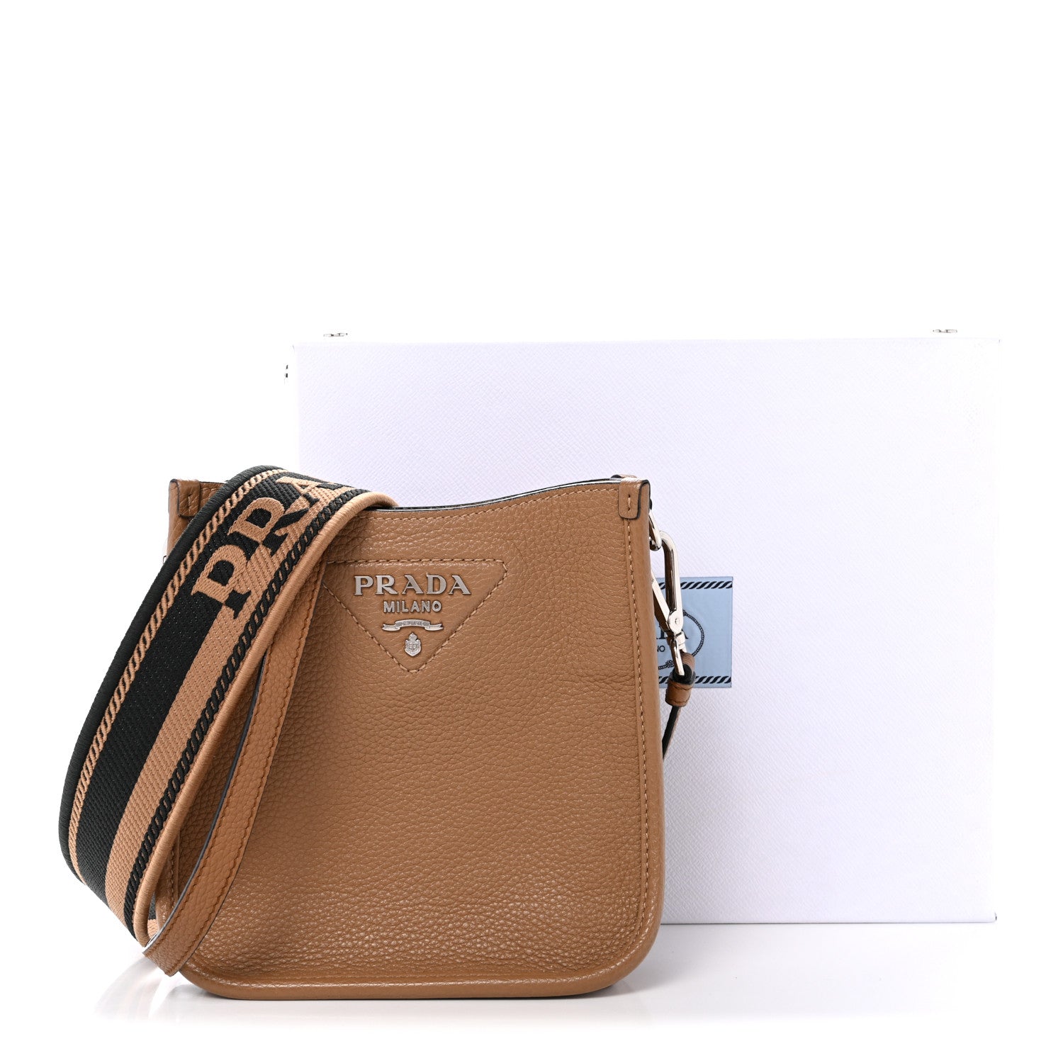Prada Vitello Daino Soft Mini Hobo Messenger Bag Caramel 14 of 14