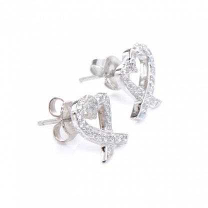 Tiffany 18K White Gold Diamond Loving Heart Earrings 3 of 6