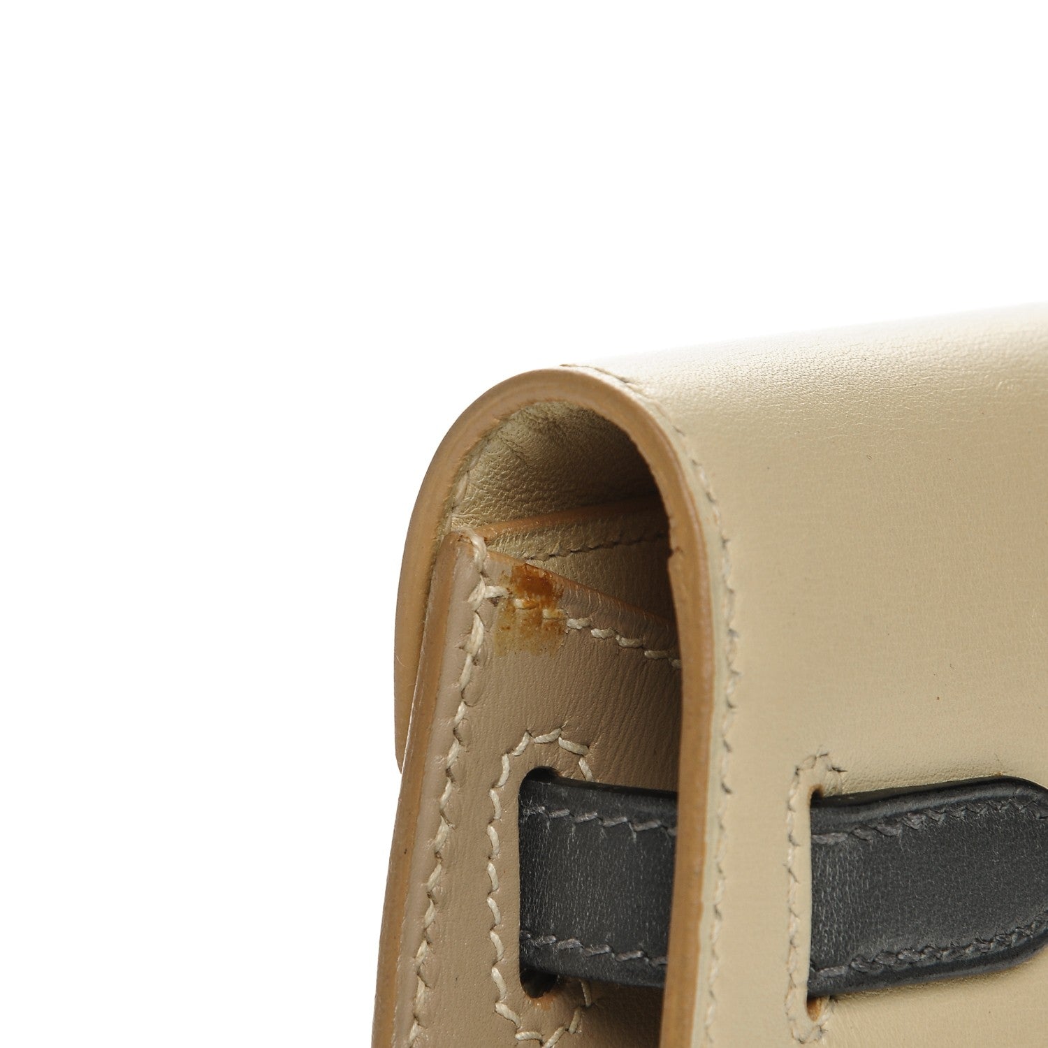 Hermes Tri-Color Box Mini Kelly Pochette Clutch Parchemin Ardoise Tabac Camel 5 of 8