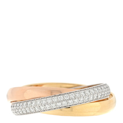 Cartier 18K White Yellow Pink Gold Diamond Small Trinity Paved Ring 54 6.75 1 of 4