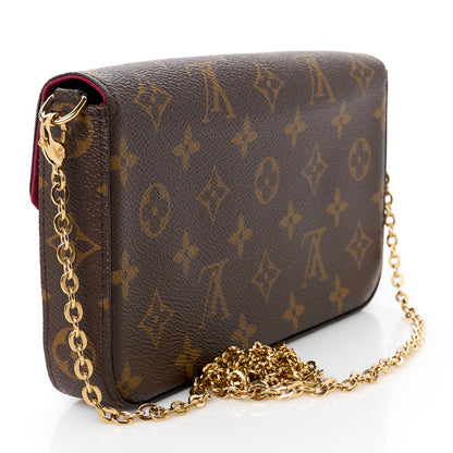 Louis Vuitton Monogram Pochette Felicie Chain Wallet Fuchsia 4 of 16
