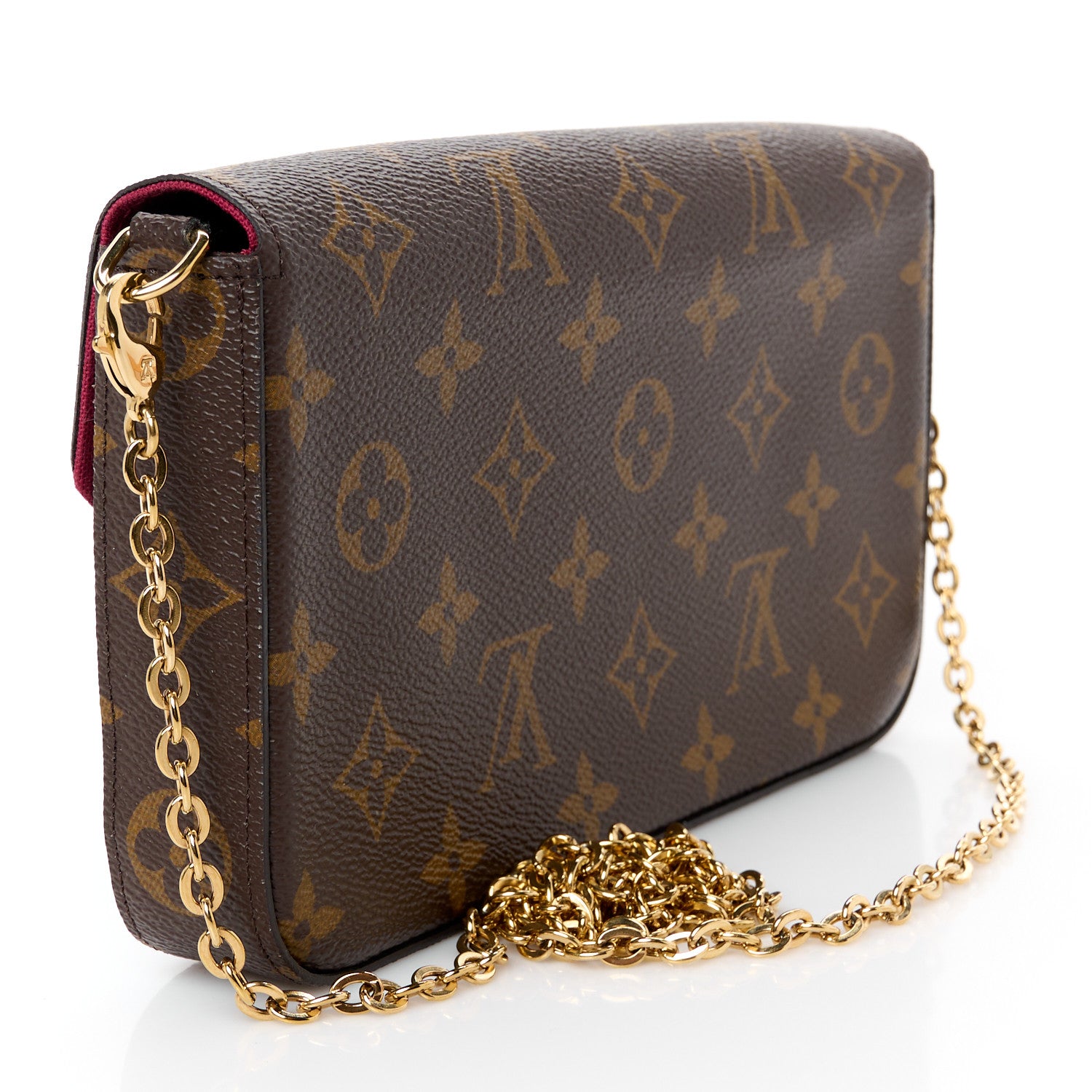 Louis Vuitton Monogram Pochette Felicie Chain Wallet Fuchsia 4 of 16