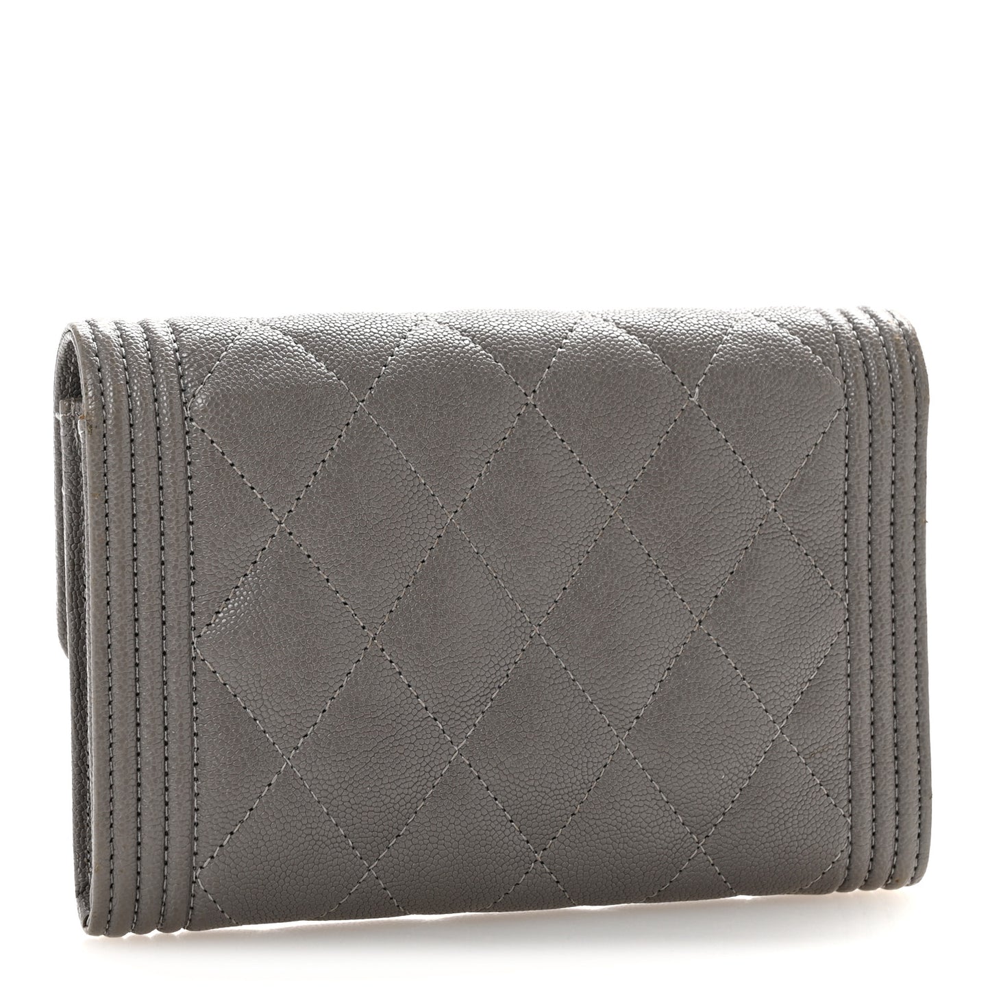 Caviar Quilted Medium Boy Flap Wallet Grey