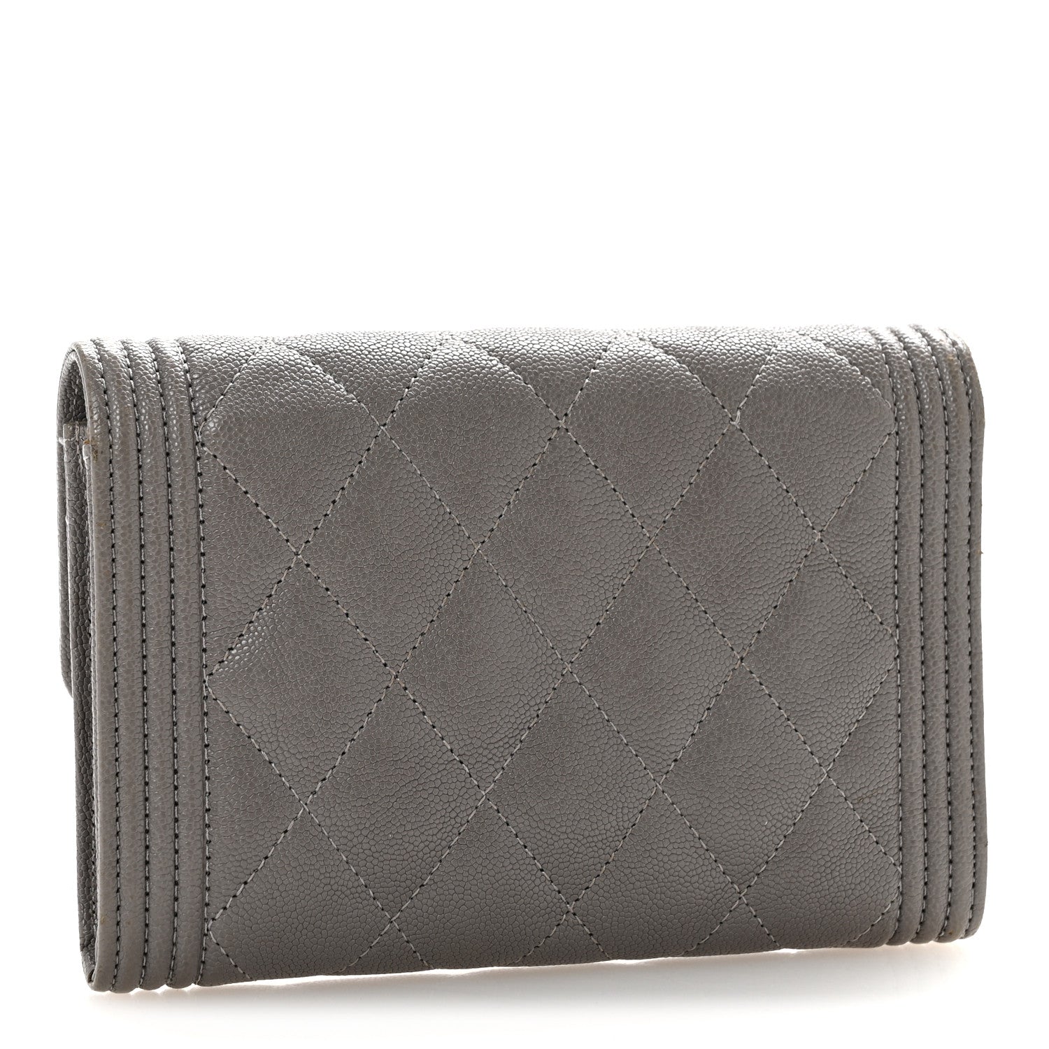 Chanel Caviar Quilted Medium Boy Flap Wallet Grey 3 of 10