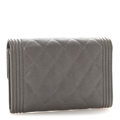 Chanel Caviar Quilted Medium Boy Flap Wallet Grey 3 of 10