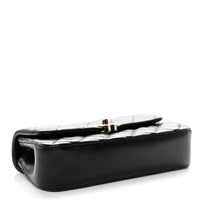 Chanel Lambskin Quilted Rectangular Phone Holder Clutch With Chain Black 4 of 11