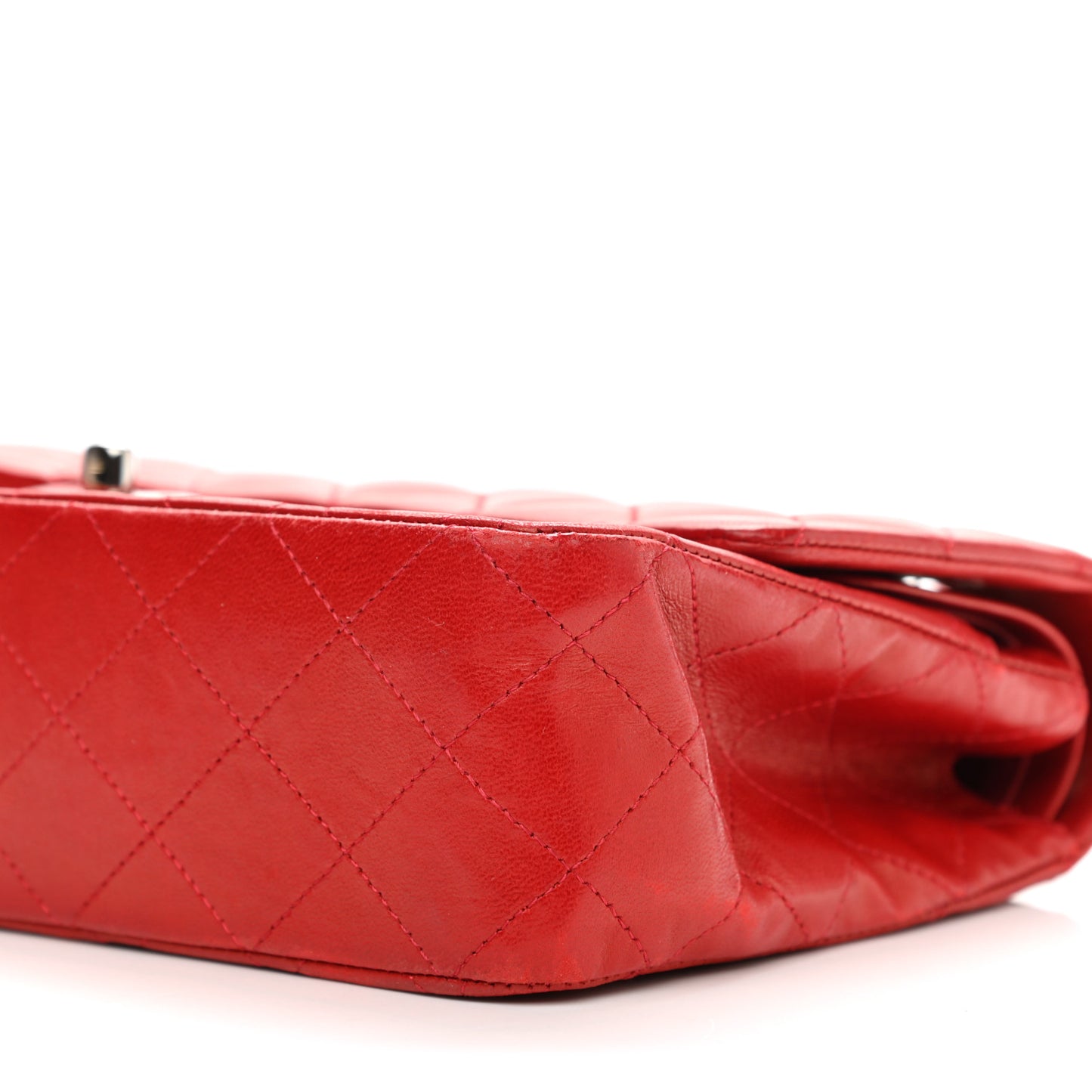 Lambskin Quilted Medium Double Flap Red