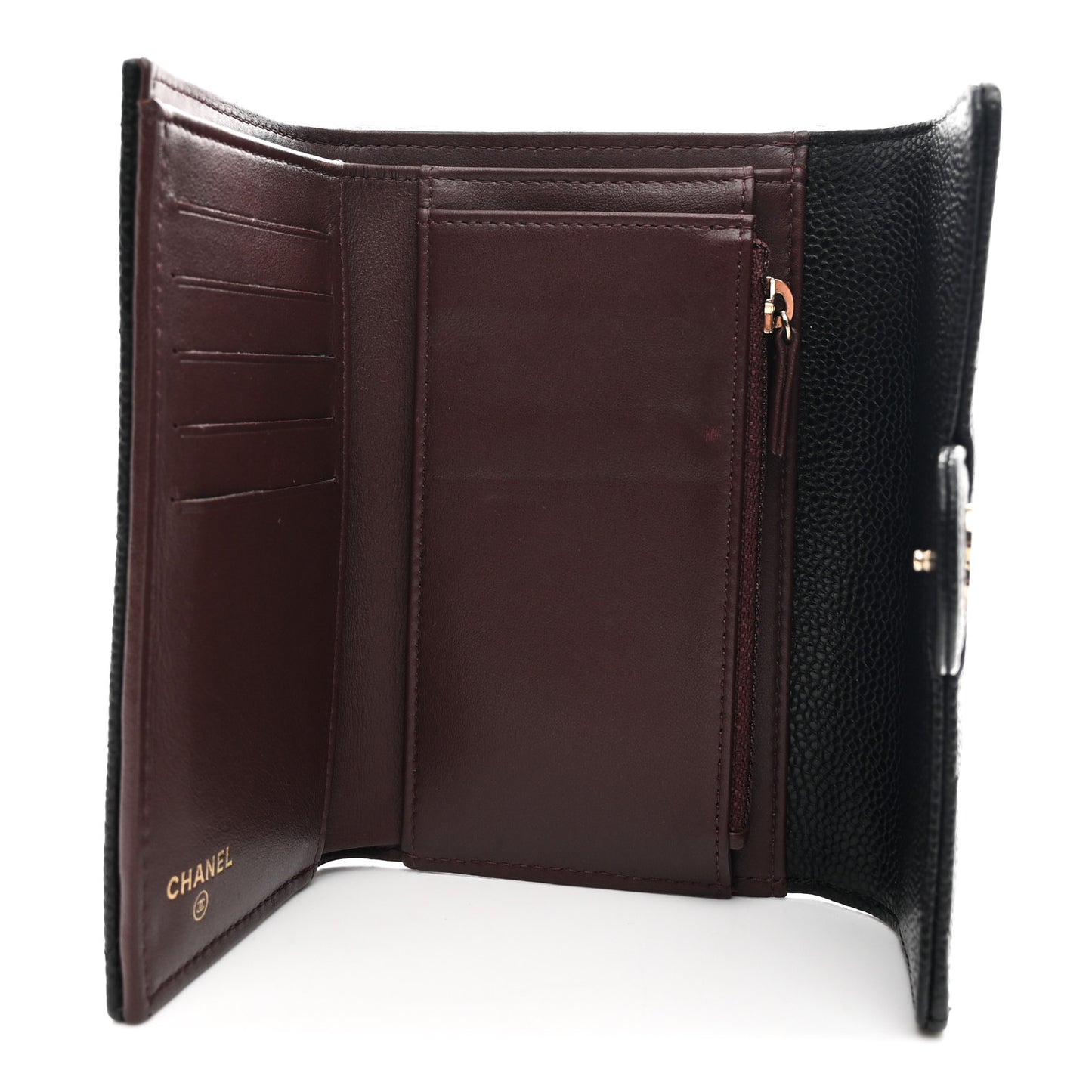 Caviar Quilted Medium Flap Wallet Black