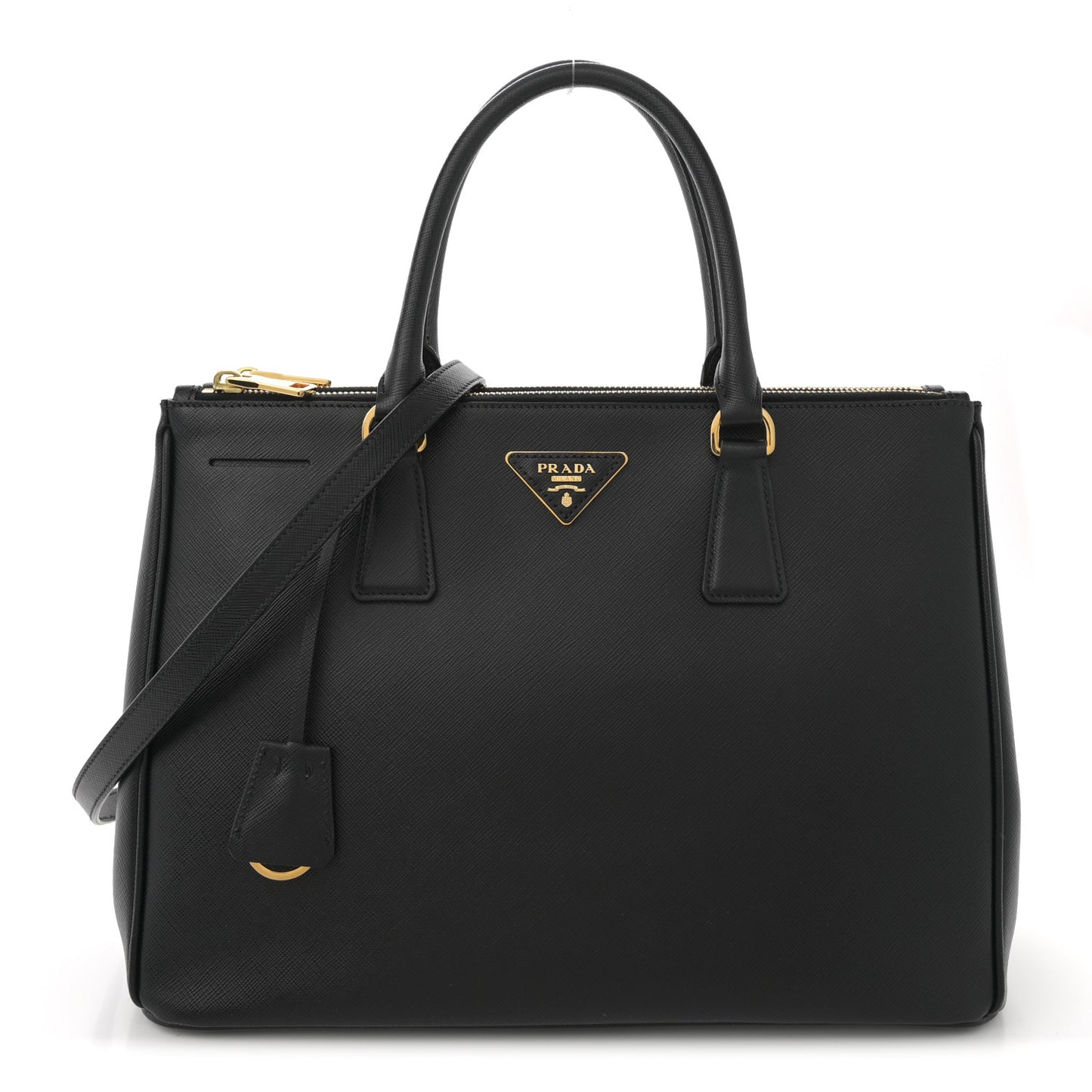 Saffiano Lux Large Galleria Double Zip Tote Black