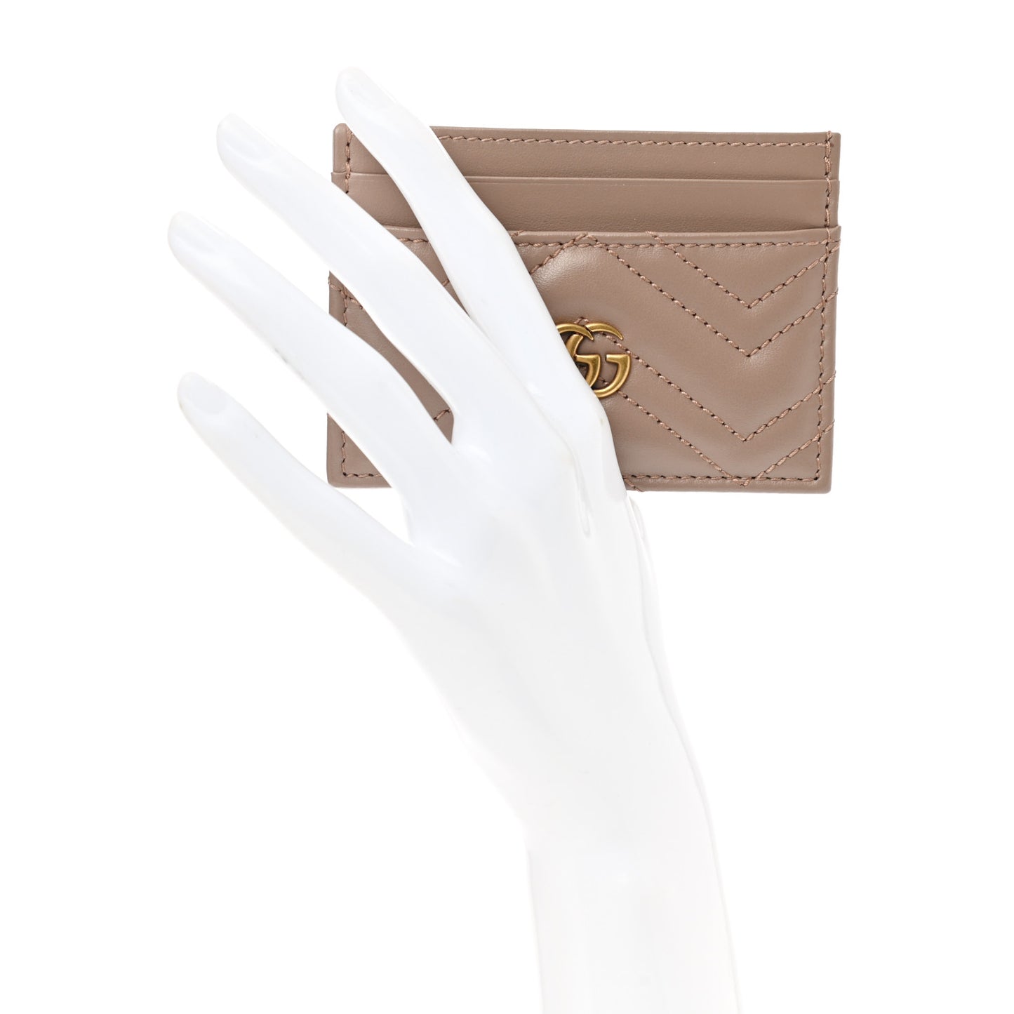 Calfskin Matelasse GG Marmont Card Holder Porcelain Rose