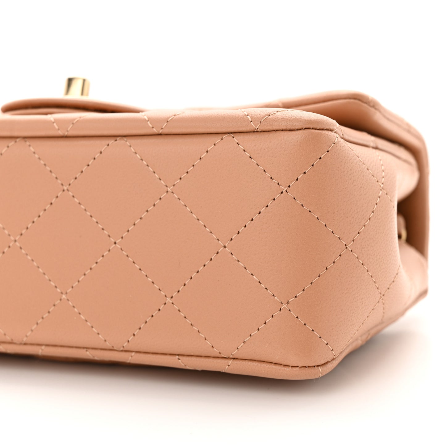 Lambskin Quilted Mini Rectangular Flap Brown