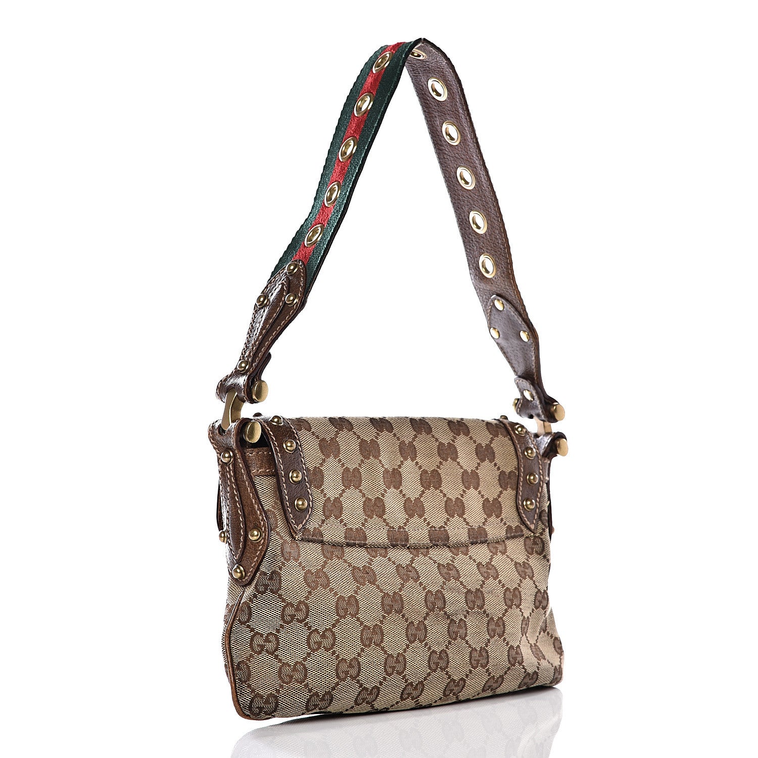 Gucci Monogram Studded Pelham Runway Flap Bag Brown 2 of 13