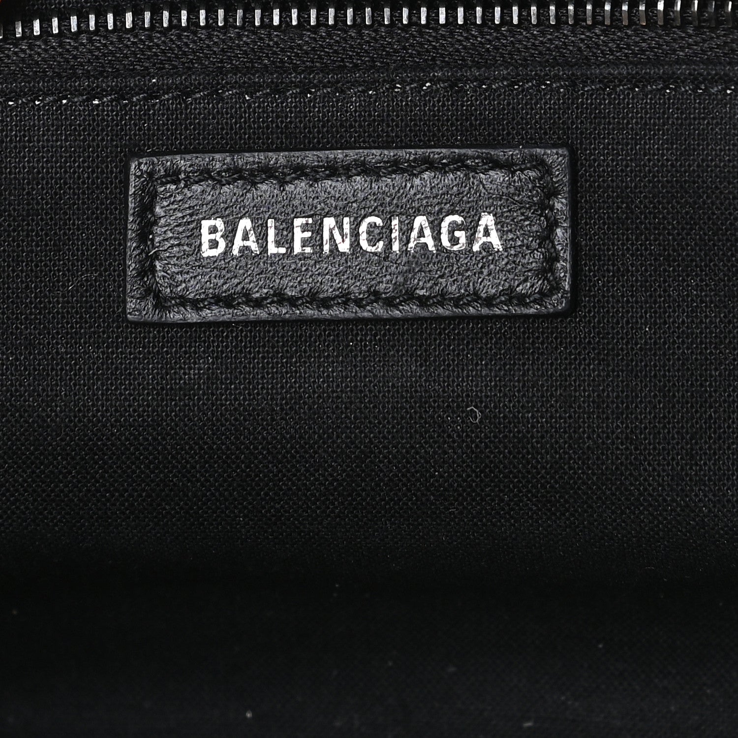 Balenciaga Metallic Textured Calfskin Logo Cloud Clutch XS Black 8 of 8