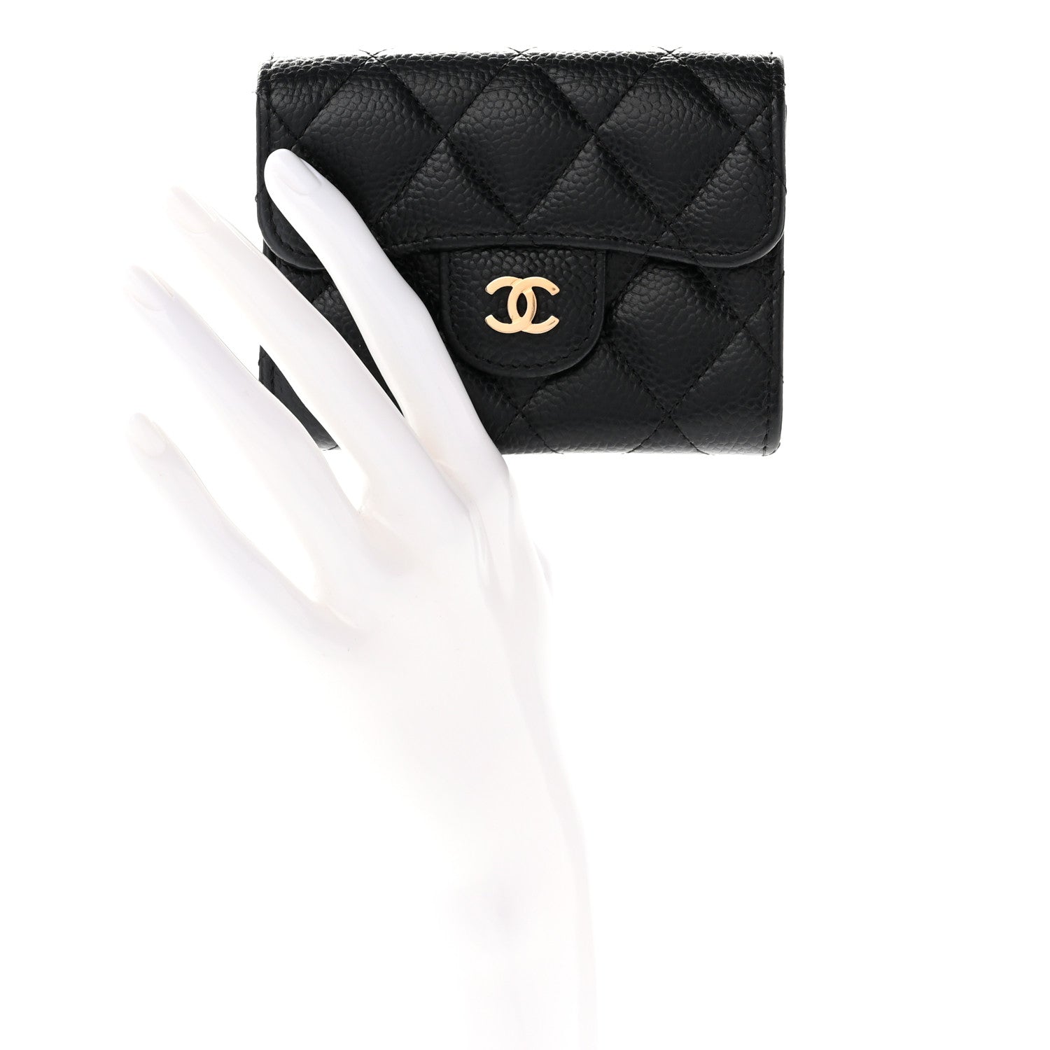 Chanel Caviar Quilted Flap Card Holder Wallet Black 2 of 8