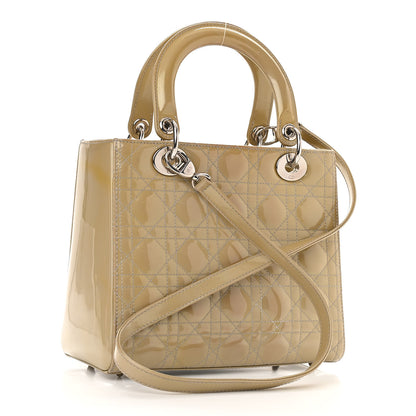 Christian Dior Patent Cannage Medium Lady Dior Beige 3 of 12