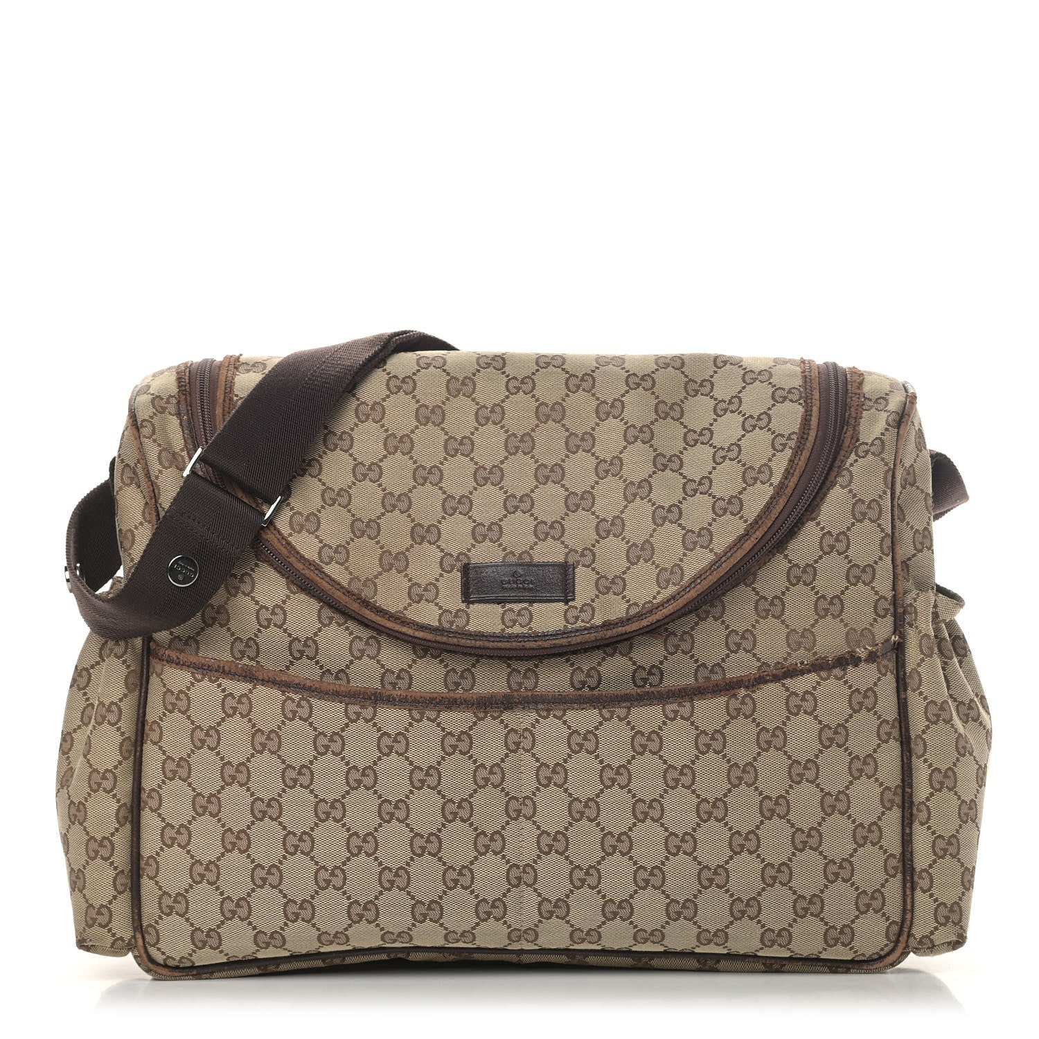 Gucci Monogram Natural Pigskin Large Diaper Bag Beige Ebony Cocoa Dark Chocolate 1 of 9