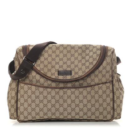Gucci Monogram Natural Pigskin Large Diaper Bag Beige Ebony Cocoa Dark Chocolate 1 of 9
