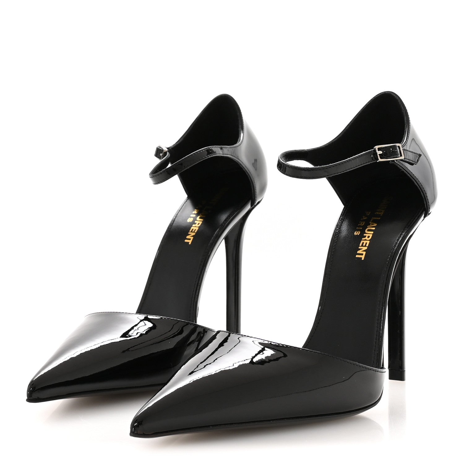 Saint Laurent Vernice Grupy Avenue 110 Ankle Strap Pointed Pumps 38.5 Black 4 of 9